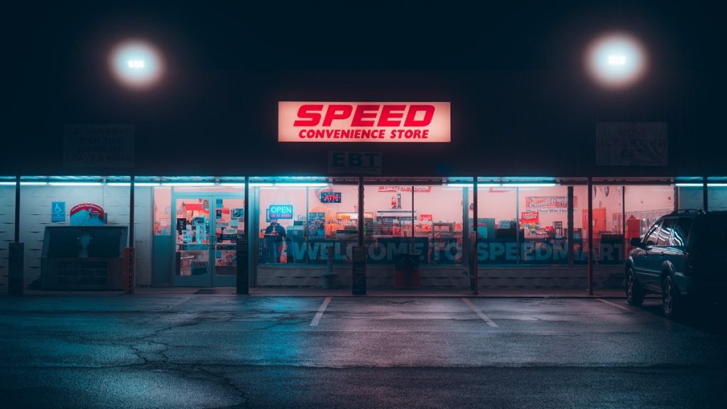 an image of a store during the night
